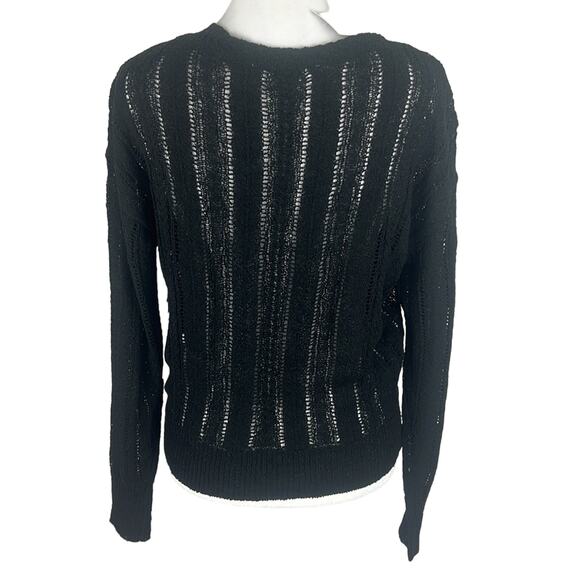 ASTR The Label Sweater Surplice Front Black Pointelle Size S NWT Sweater Weather - Picture 3 of 9